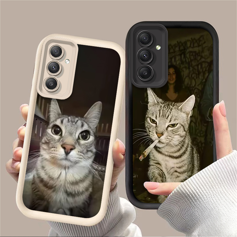 Phone Cases A14 Samsung - 流行の猫が喫煙しているデザインのスマホケース Samsung Galaxy A54 A05 A05S