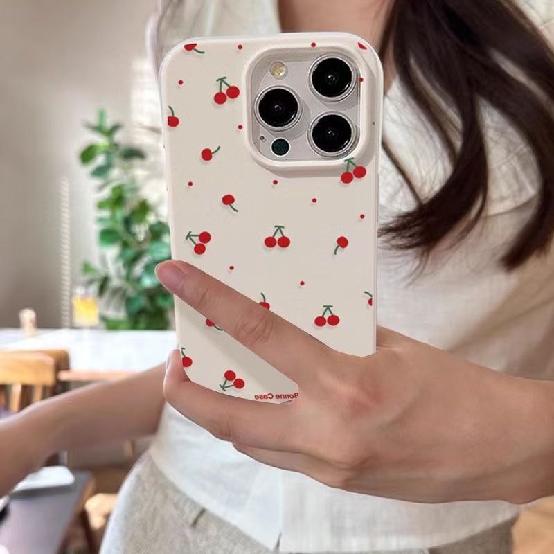 Phone Cases Cute - かわいい漫画のチェリーとライチ柄のスマホケース、Samsung Galaxy S25 Ultra、S24 FE、S23 Plus、S22、A16、A56、A36、A25、A54、A55、A53対応