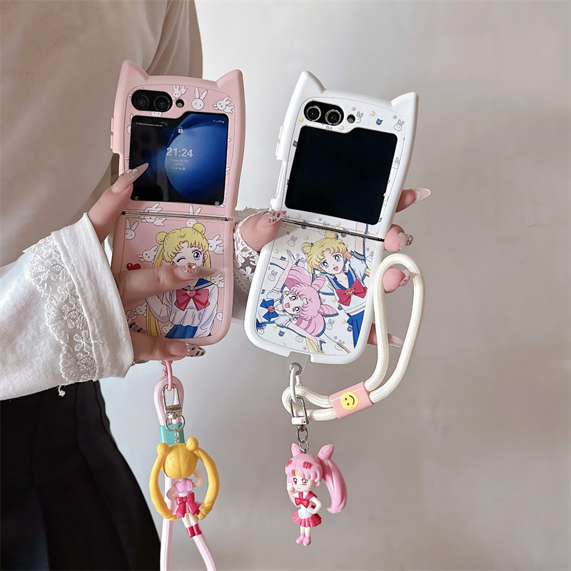 Phone Cases Z Flip 7 - かわいい漫画日本のアニメ美少女戦士セーラームーンのスマホケース、Samsung Galaxy Z Flip 7用ハードPCバックカバー、Z Flip
