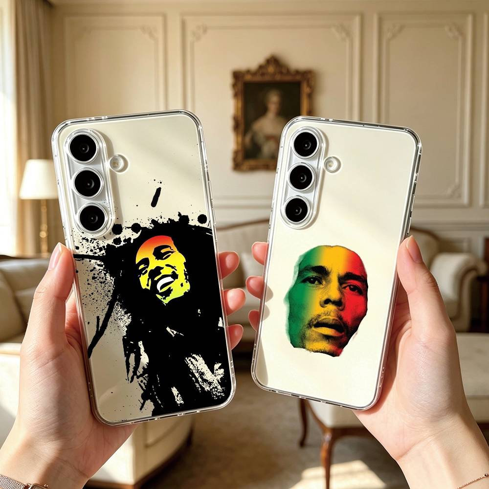 Phone Cases Jamaica - ジャマイカ・ボブ・マーリー・ライオン・フォンケース（Samsung A10、12、20、21S、30、31、40、50、51、52、70、71用）透明カバーギフト