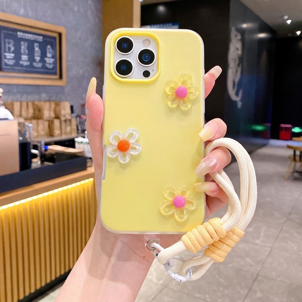 Phone Cases Diy - 韓国風3D DIYカラフルフラワーランヤード付きスマホケース Xiaomi Redmi 15C 14C