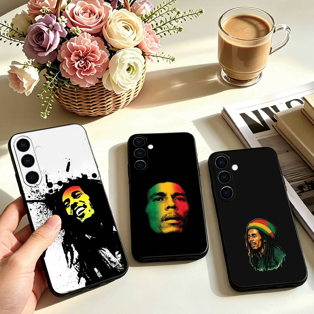 Phone Cases Jamaica - ジャマイカ・ボブ・マーリー・ライオンのスマホケース、サムスンギャラクシーA73、A72、A71、A70、A53、A52、A51用、ソフトシリコン製ブラックカバー、ギフト