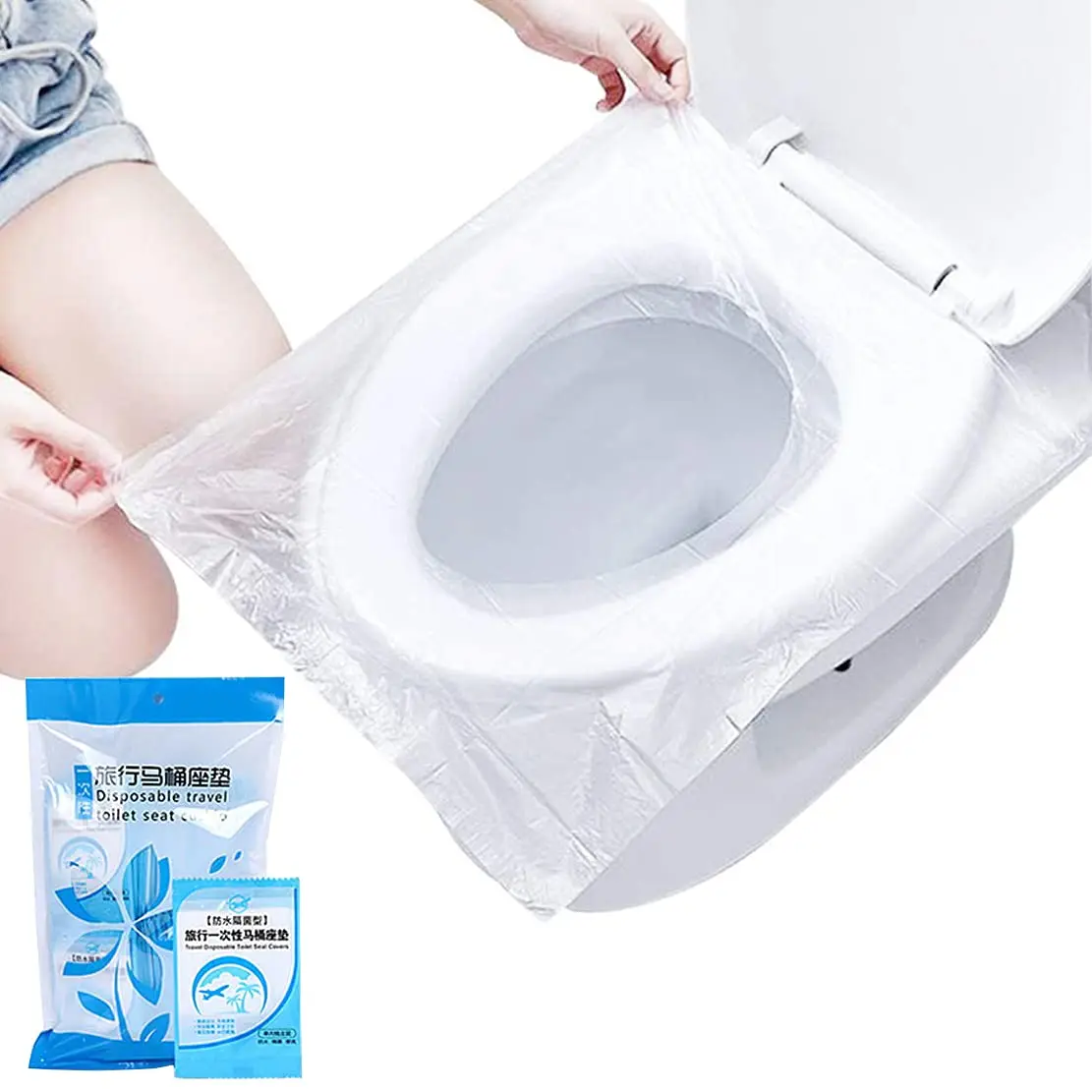 Biodegradable Eco Case - 6/50個の生分解性使い捨てプラスチック便座カバーポータブル安全浴室トイレットペーパーパッド浴室アクセサリー