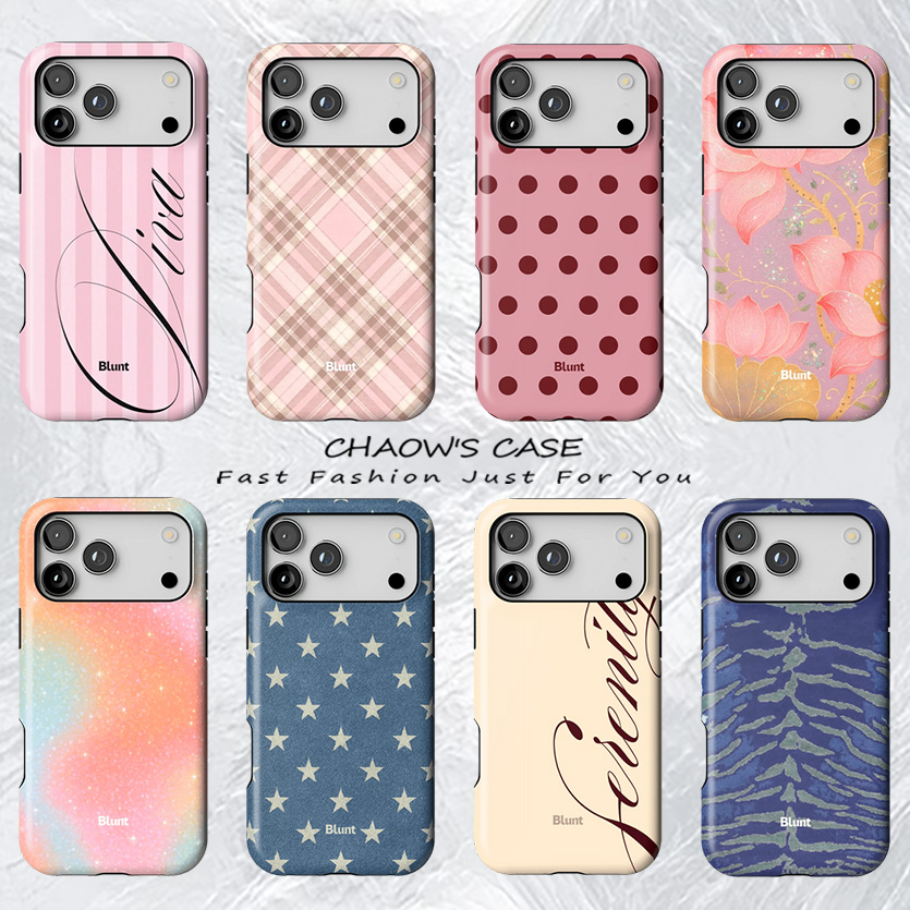 Phone Cases Blunt - ラグジュアリーBluntS Y2Kレトロピンクチェック柄iPhoneケース iPhone 17/17e/16e/16/15/14/13/12/11/Air/Pro/Max/Plus対応 二層構造バックカバー