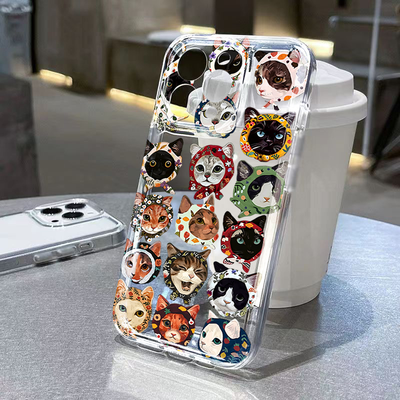 Phone Cases Galaxy A17 - 可愛いバンダナ猫柄クリアスマホケース Samsung Galaxy A37 A17 A57