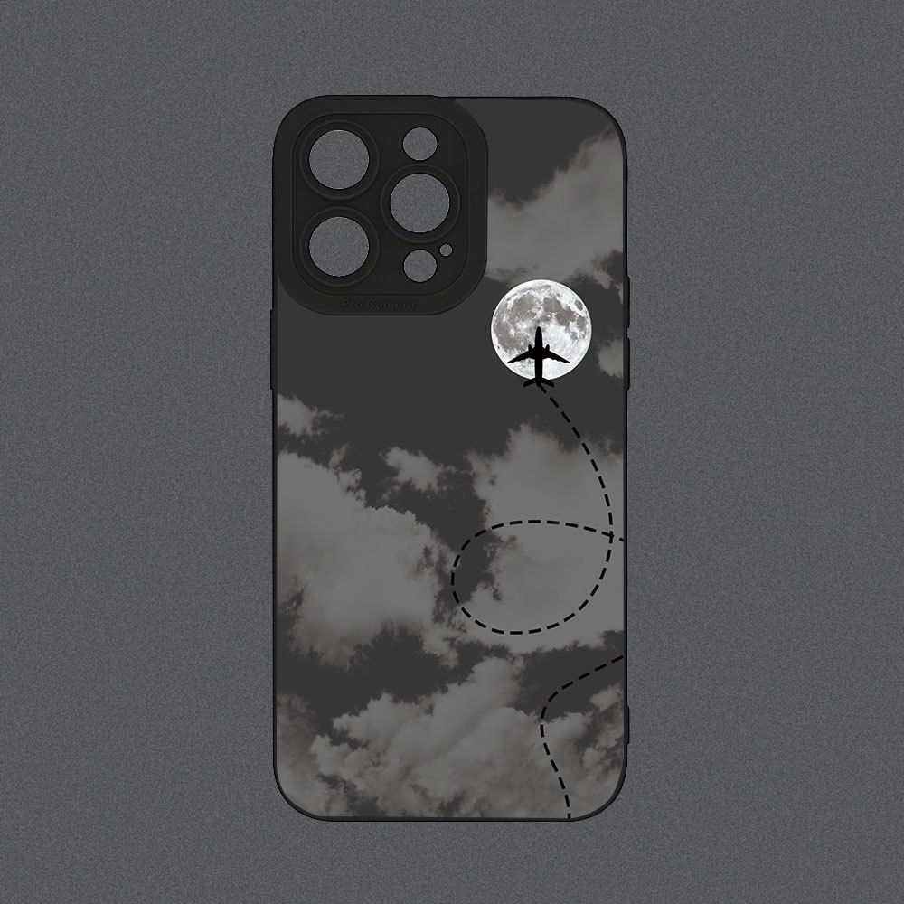 Phone Cases Funny - 夜空の飛行機の漫画風クリエイティブで面白い柄のスマホケース、iPhone 17 16 15 14 13