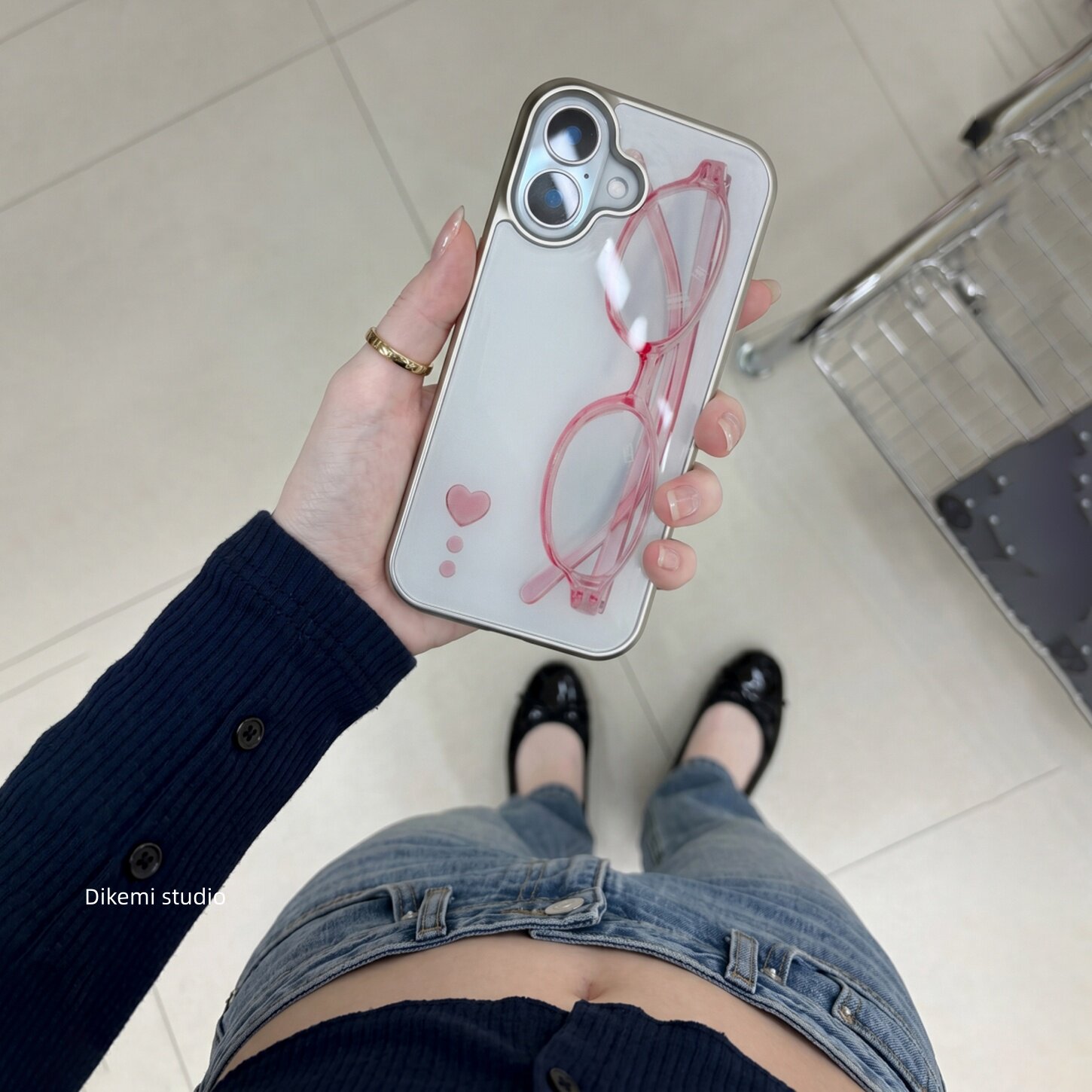 Phone Cases For Girls - 韓国の女の子らしいピンクのメガネとハートが可愛いスマホケース iPhone 17 Air 16 E