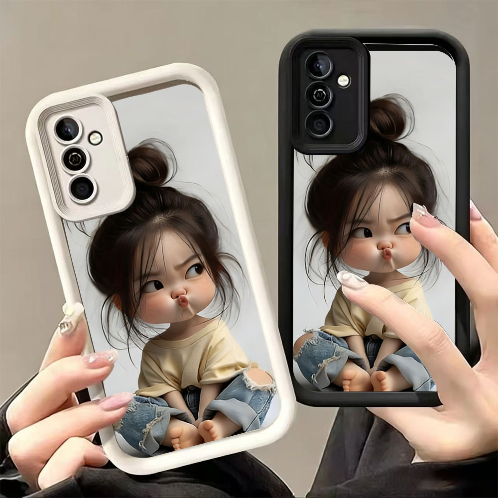 Phone Cases For Girls - ミートボールヘッドガールシリコン耐衝撃スマホケース Samsung Galaxy S26 S25 S24