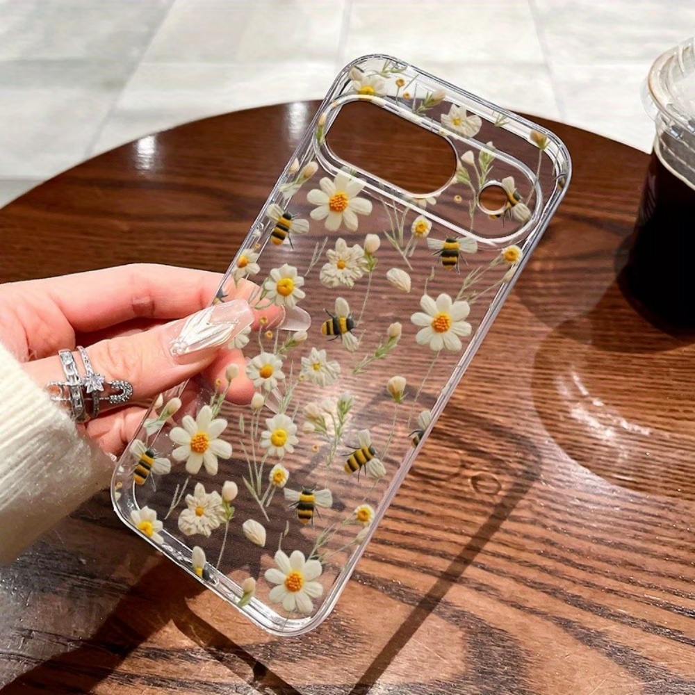 Phone Cases Pixel 10 - かわいいミツバチの花柄ソフトクリア電話ケース Google Pixel 10 9 8