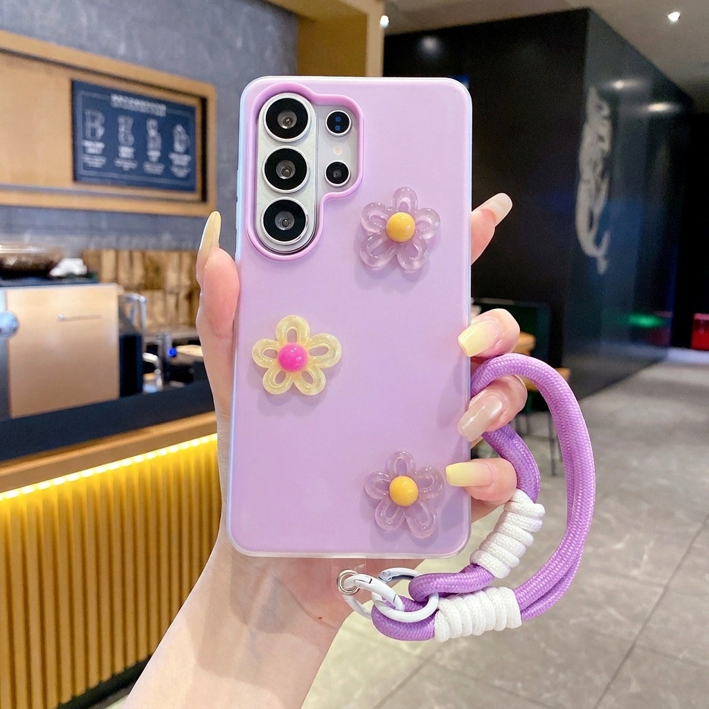 Phone Cases Diy - パープル2in1 3D DIYカラフルフラワーランヤード付きスマホケース Xiaomi 15T 14T