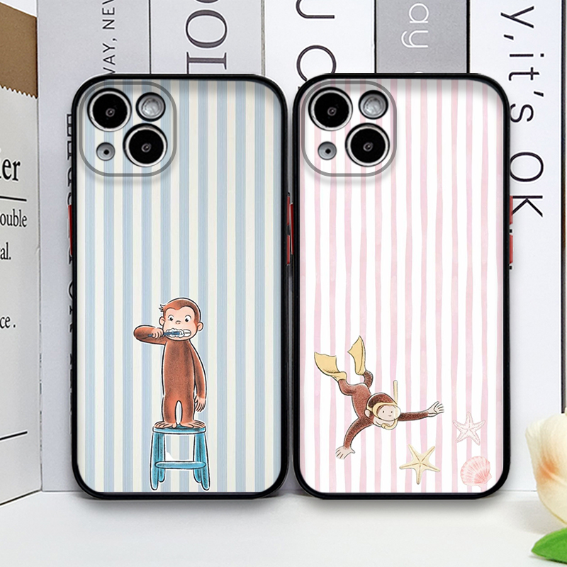 Phone Cases Iphone 14 - 漫画風ストライプ柄の猿が猫を抱くiPhoneケース iPhone 17 Pro Max Air
