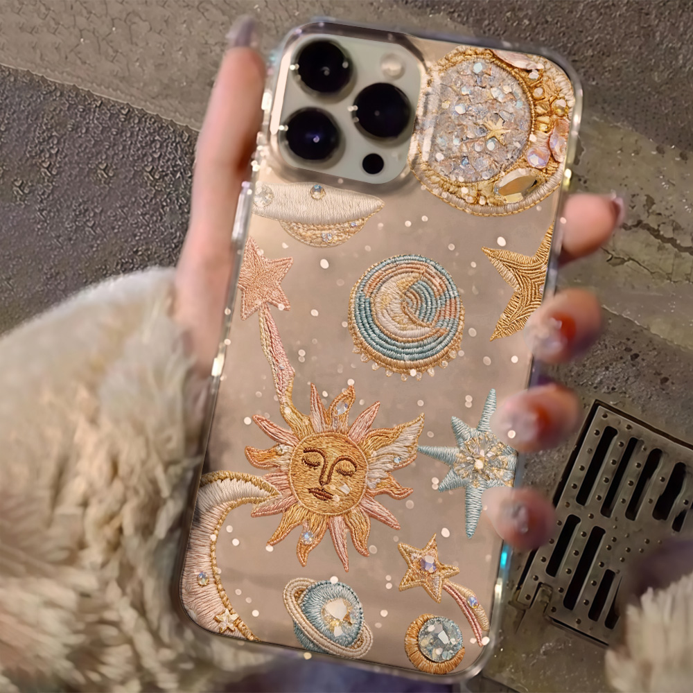 創造性あふれる星月クリアグリッターフォンケース iPhone - Phone Cases Expensive のレビューと価格