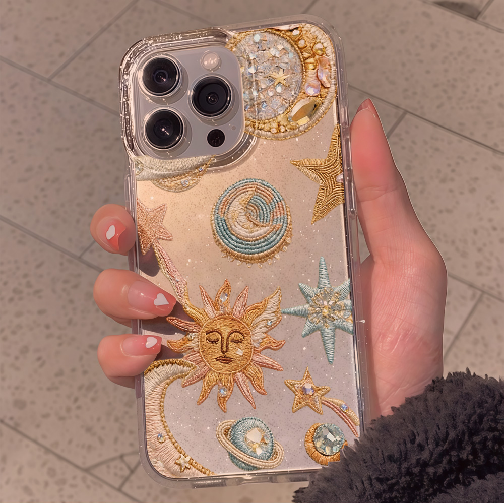 創造性あふれる星月クリアグリッターフォンケース iPhone - Phone Cases Expensive のレビューと価格