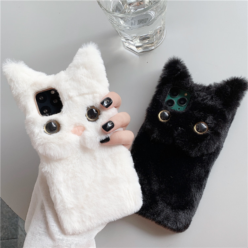 3Dキュートな漫画猫の毛皮のようなぬいぐるみ風スマホケース  - Phone Cases Iphone 14 のレビューと価格