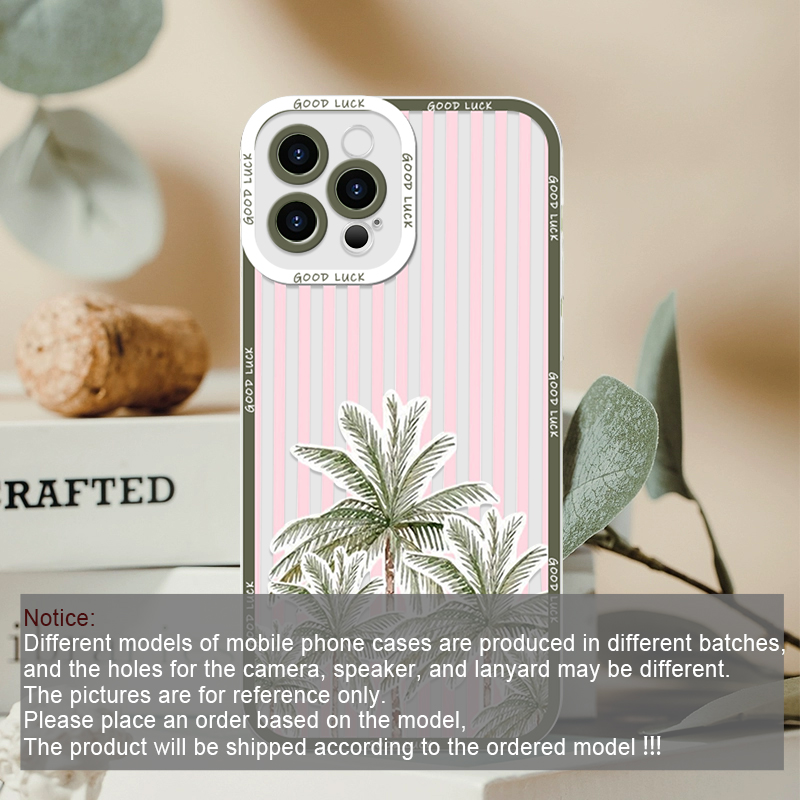 夏のヤシの木とココナッツ柄のストライププリントクリアスマホケ - Phone Cases A14 Samsung のレビューと価格