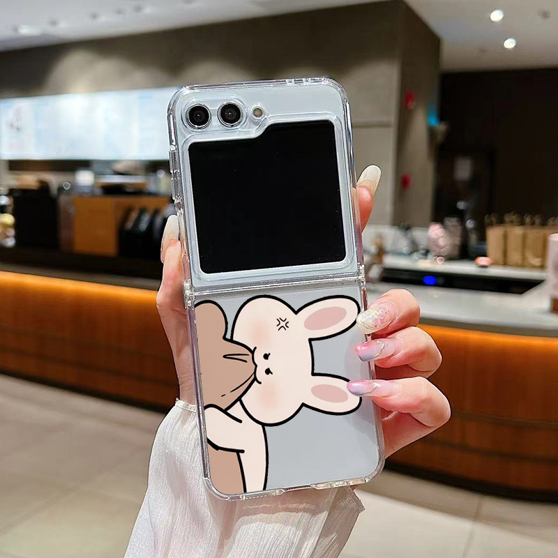 面白いバニーとクマのペアデザインクリアフォンケース、Sams - Phone Cases Z Fold 5 のレビューと価格