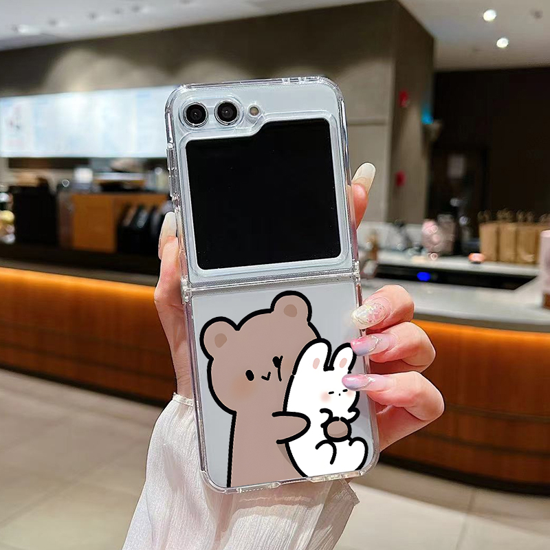 面白いバニーとクマのペアデザインクリアフォンケース、Sams - Phone Cases Z Fold 5 のレビューと価格