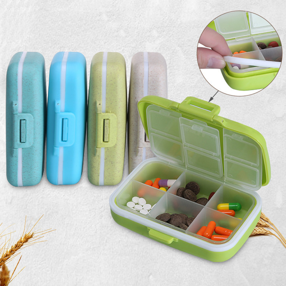 6つのコンパートメントが付いた携帯用ピルボックスオーガナイザ - Biodegradable Eco Case のレビューと価格