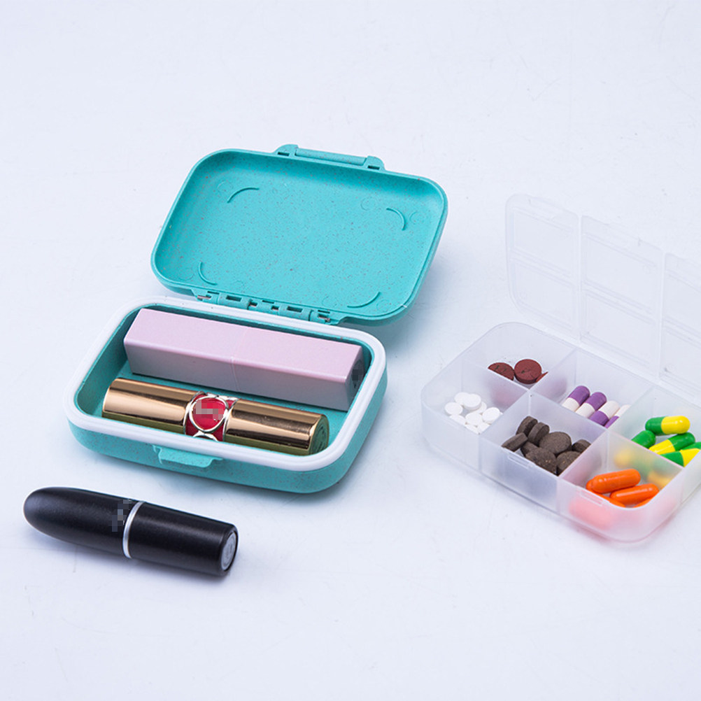 6つのコンパートメントが付いた携帯用ピルボックスオーガナイザ - Biodegradable Eco Case のレビューと価格