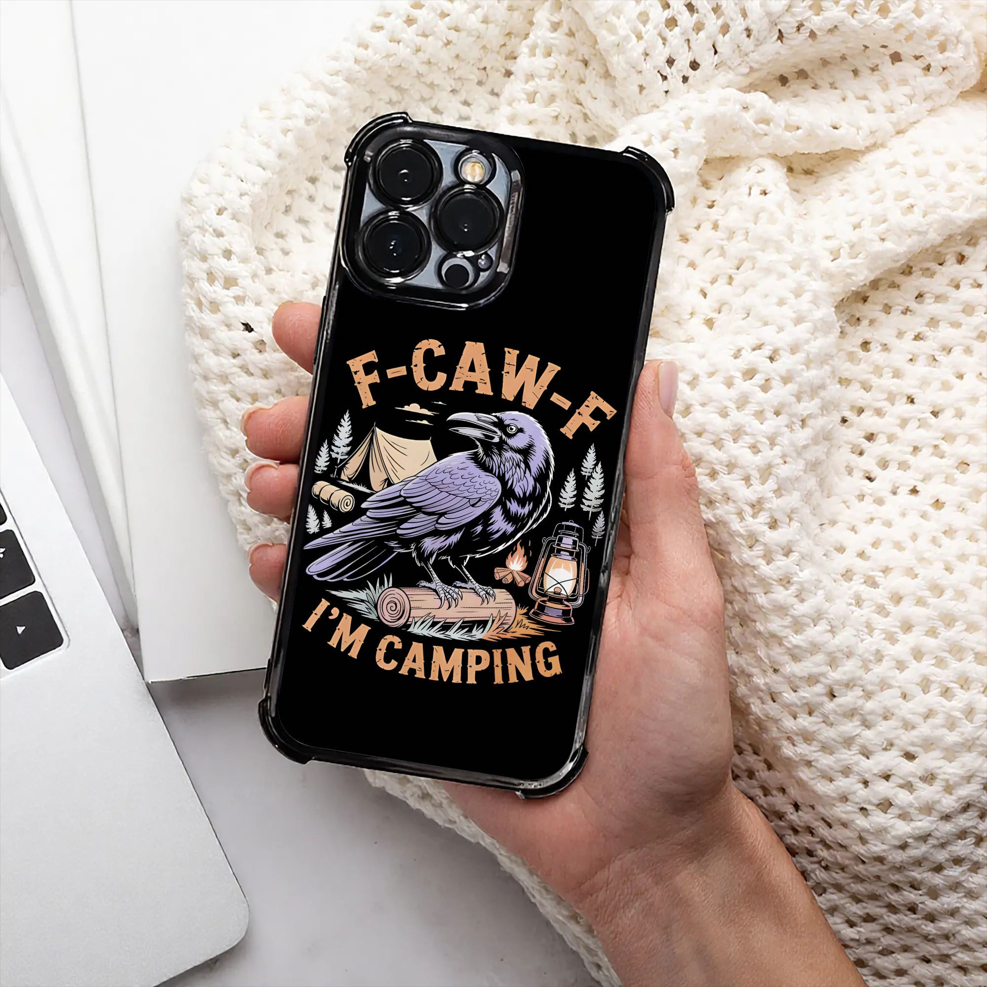 面白いレイヴン F CAW F I'm Camping Ou - Phone Cases Funny のレビューと価格