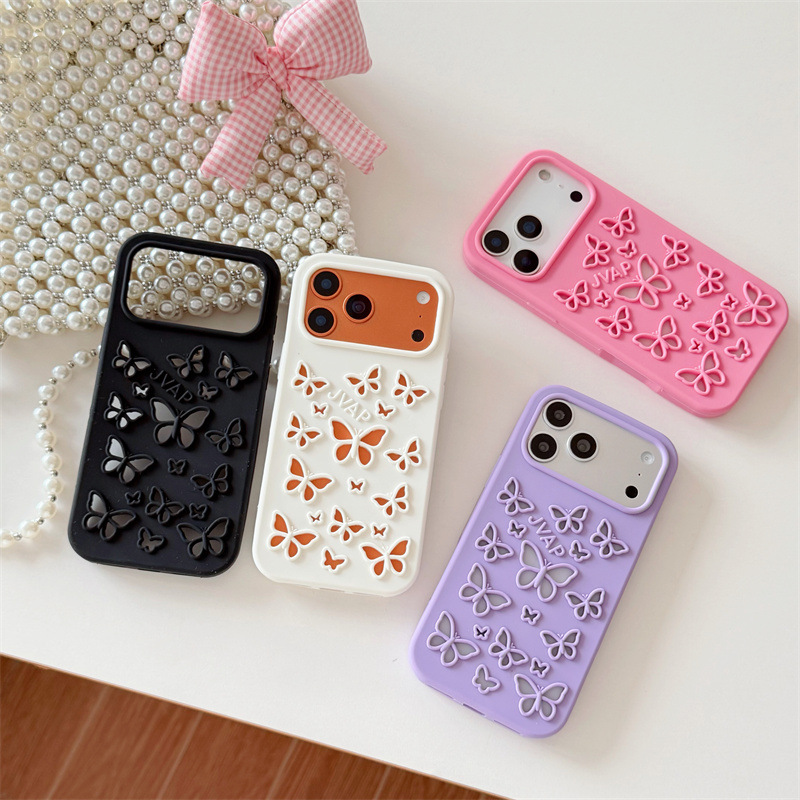 高級感のある無地カラー、蝶の形をした中空デザインのソフトシリ - Phone Cases Expensive のレビューと価格