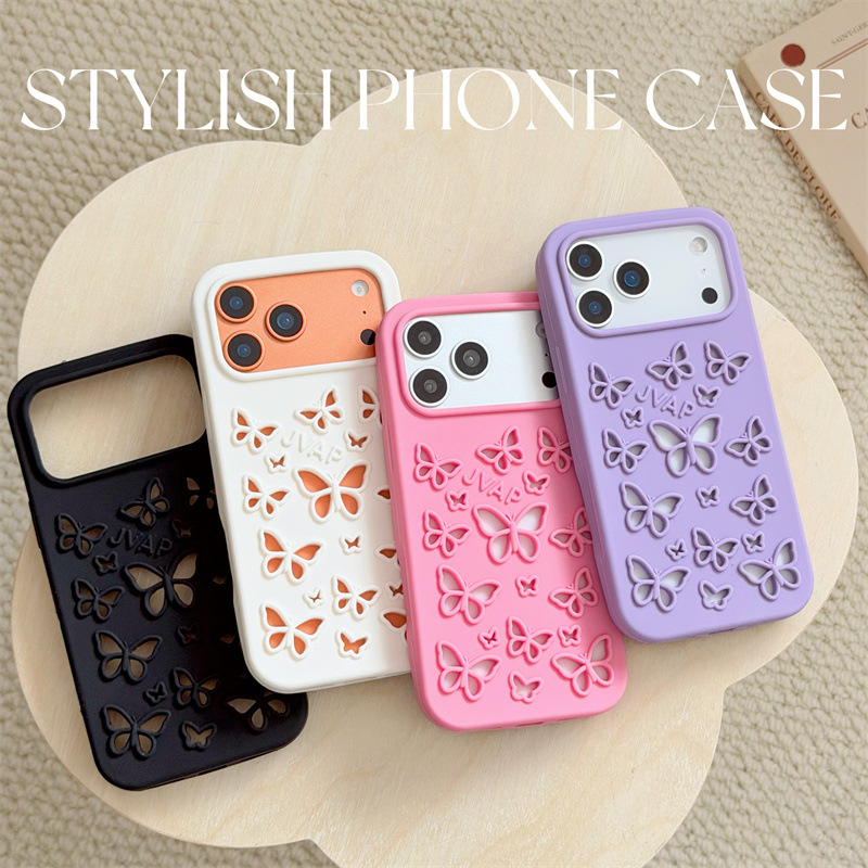 高級感のある無地カラー、蝶の形をした中空デザインのソフトシリ - Phone Cases Expensive のレビューと価格