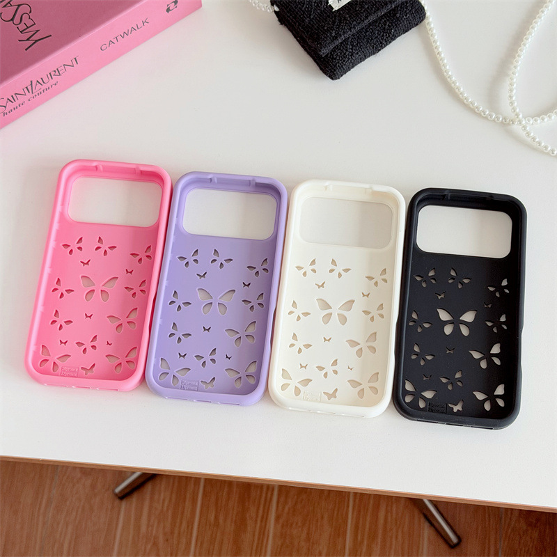 高級感のある無地カラー、蝶の形をした中空デザインのソフトシリ - Phone Cases Expensive のレビューと価格