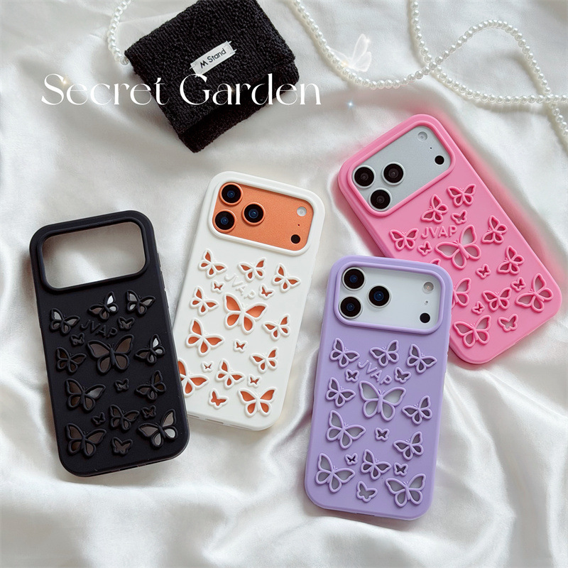 高級感のある無地カラー、蝶の形をした中空デザインのソフトシリ - Phone Cases Expensive のレビューと価格