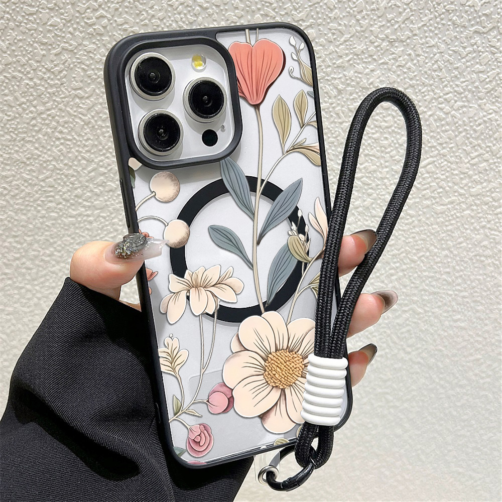 黒枠花柄耐衝撃スマホケース iPhone 17 14 15  - Phone Cases Iphone 14 のレビューと価格
