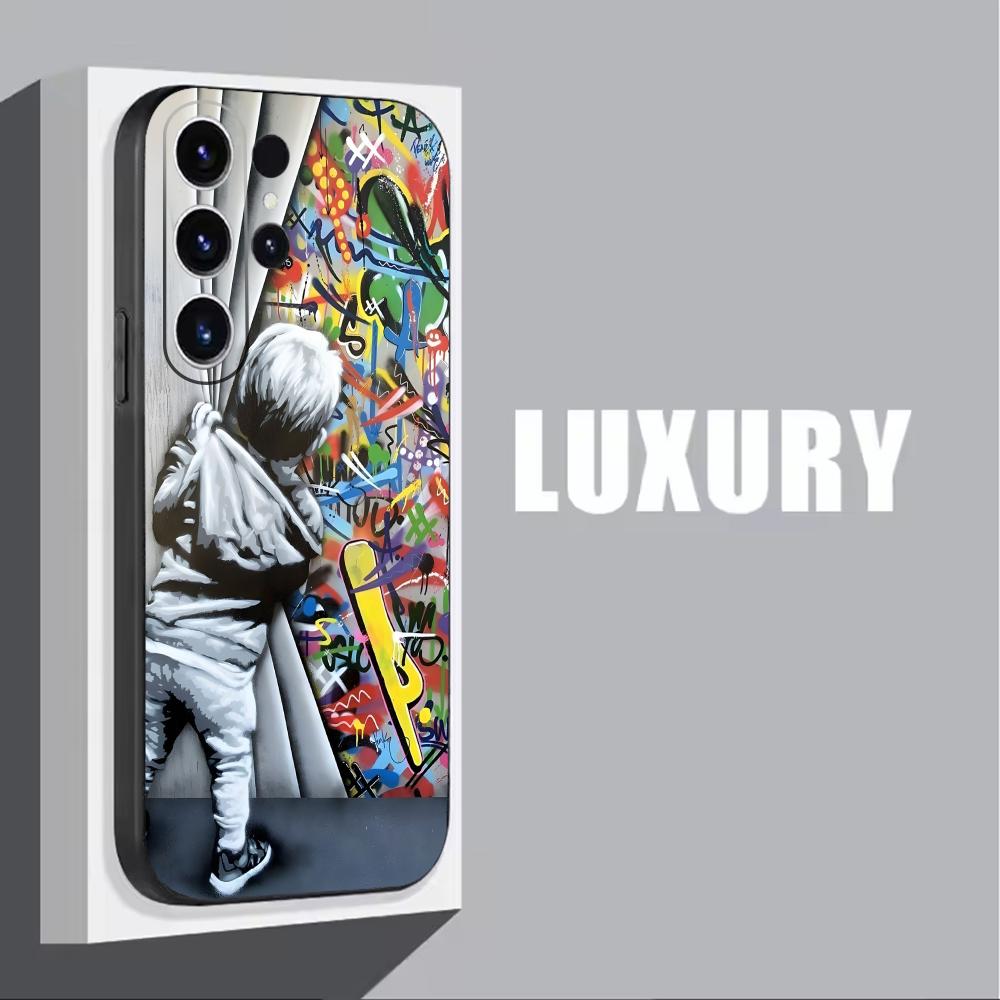 バンクシー落書きアート電話ケースサムスンギャラクシー S25 - Phone Cases Samsung S23 のレビューと価格
