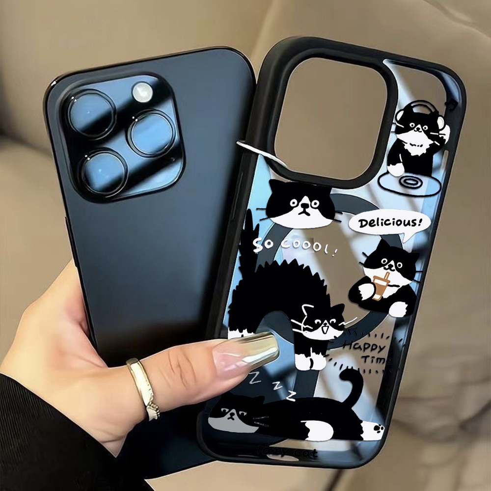 面白い黒猫ワイヤレス充電対応スマホケース iPhone 17 - Phone Cases Funny のレビューと価格