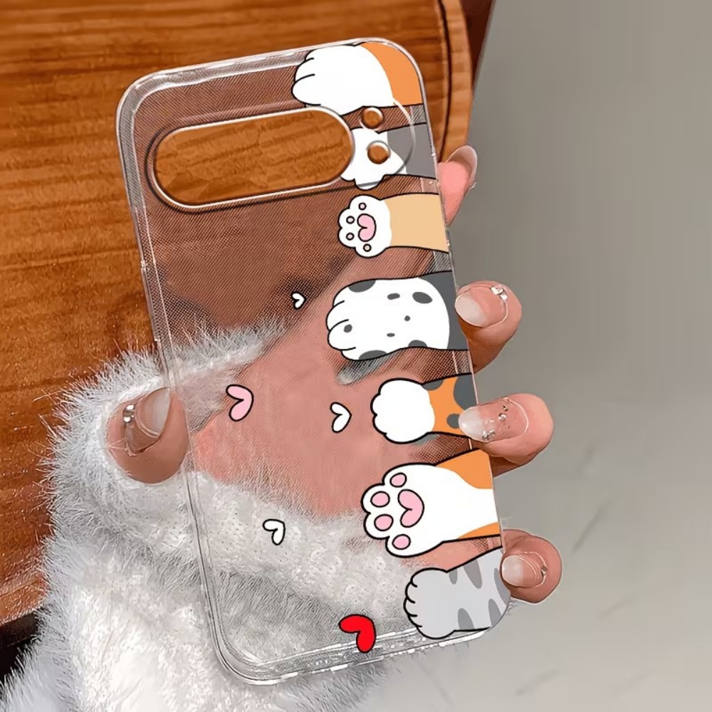 漫画猫の足跡クリスタルクリアシリコン製スマホケース Goog - Phone Cases Pixel 10 のレビューと価格