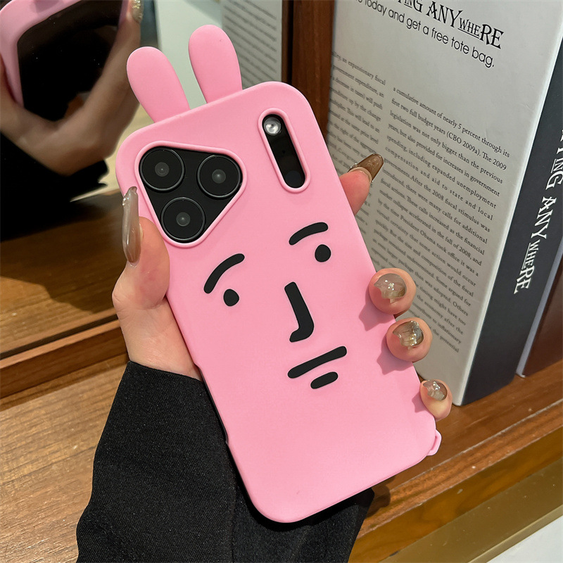 かわいい3D面白い漫画ピンクの絵文字ウサギのスマホケース i - Phone Cases Funny のレビューと価格