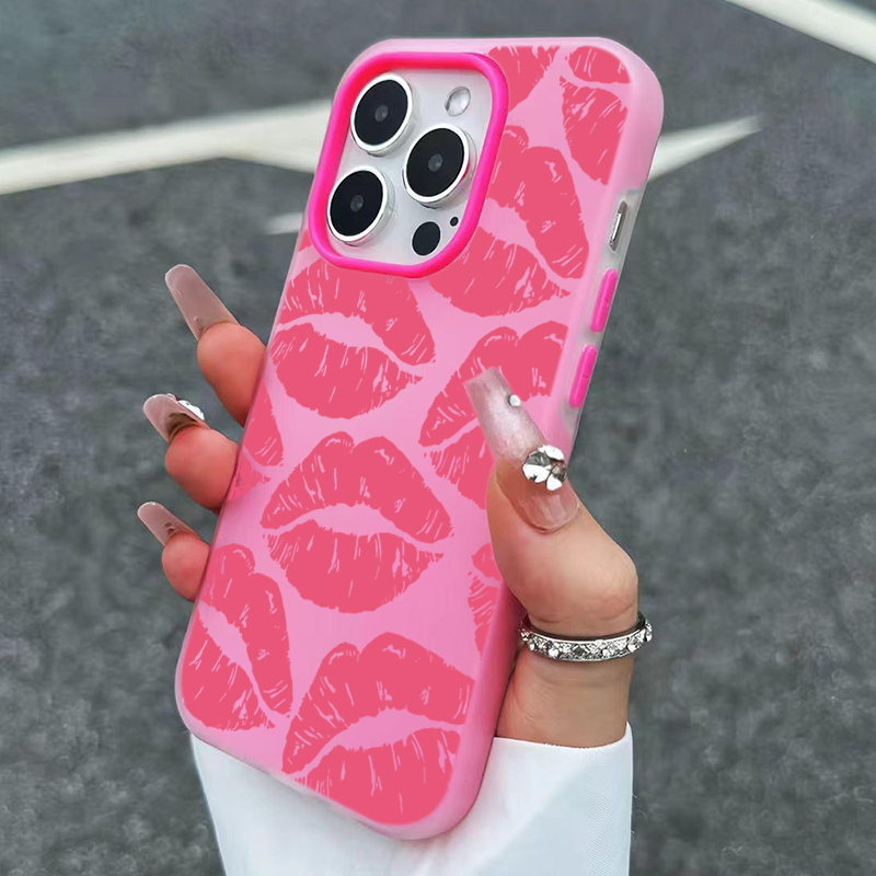 セクシーガール ピンクリップス柄デザイン 2in1 マットス - Phone Cases For Girls のレビューと価格
