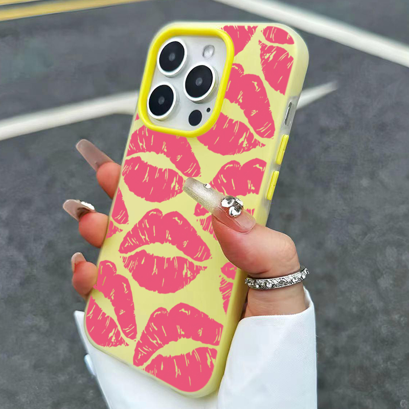 セクシーガール ピンクリップス柄デザイン 2in1 マットス - Phone Cases For Girls のレビューと価格