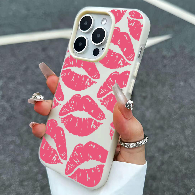セクシーガール ピンクリップス柄デザイン 2in1 マットス - Phone Cases For Girls のレビューと価格