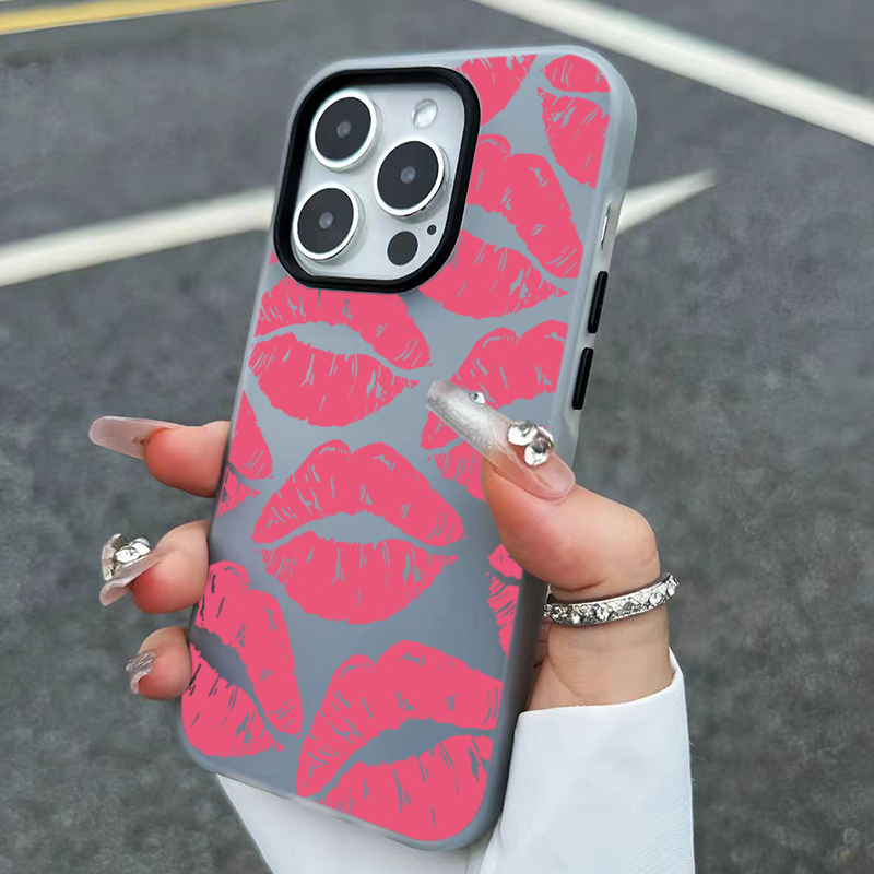 セクシーガール ピンクリップス柄デザイン 2in1 マットス - Phone Cases For Girls のレビューと価格