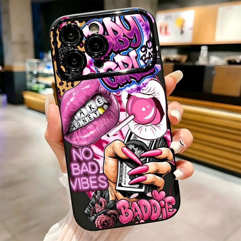 ヒップホップピンクリップスベビーガールグラフィティプリントi - Phone Cases For Girls のレビューと価格