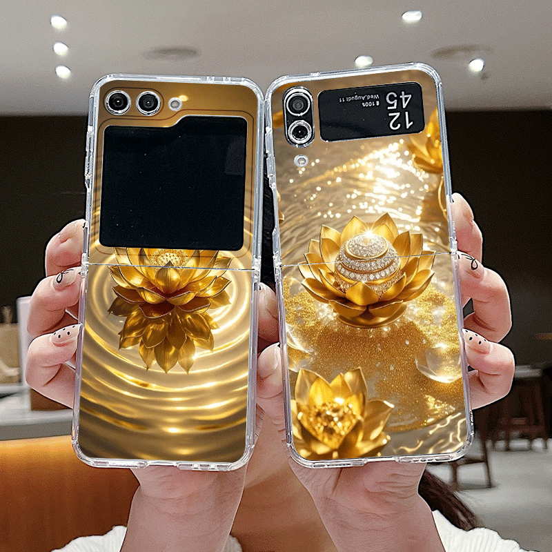 クリエイティブな金色の蓮の花模様のスマホケース、Samsun - Phone Cases Z Fold 5 のレビューと価格