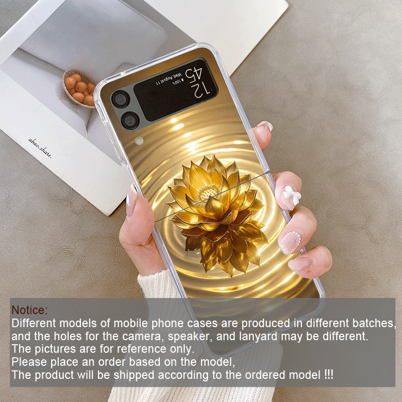 クリエイティブな金色の蓮の花模様のスマホケース、Samsun - Phone Cases Z Fold 5 のレビューと価格