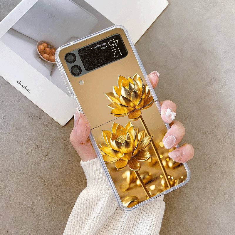 クリエイティブな金色の蓮の花模様のスマホケース、Samsun - Phone Cases Z Fold 5 のレビューと価格