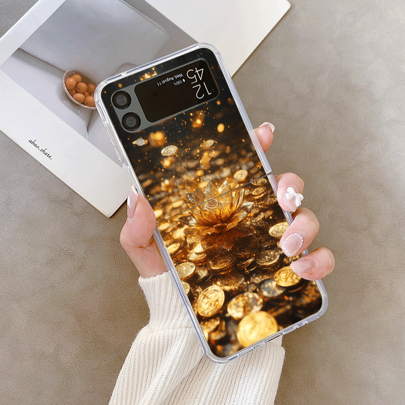 クリエイティブな金色の蓮の花模様のスマホケース、Samsun - Phone Cases Z Fold 5 のレビューと価格