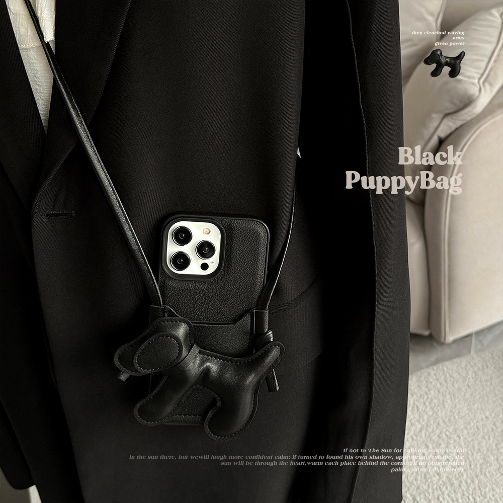 韓国製ブラッククロスボディランヤードDIY子犬革風テクスチャ - Phone Cases Diy のレビューと価格