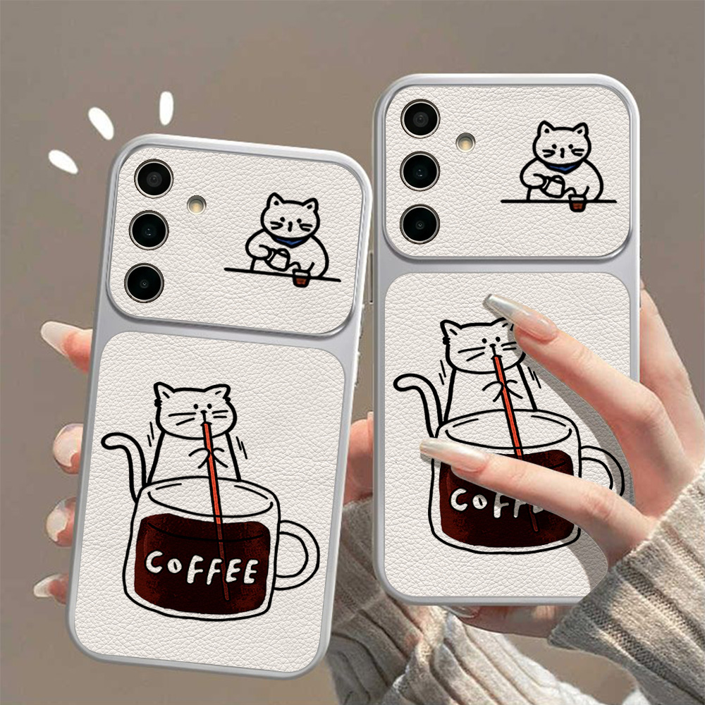 コーヒーと可愛い猫柄のスマホケース Samsung S26  - Phone Cases A14 Samsung のレビューと価格