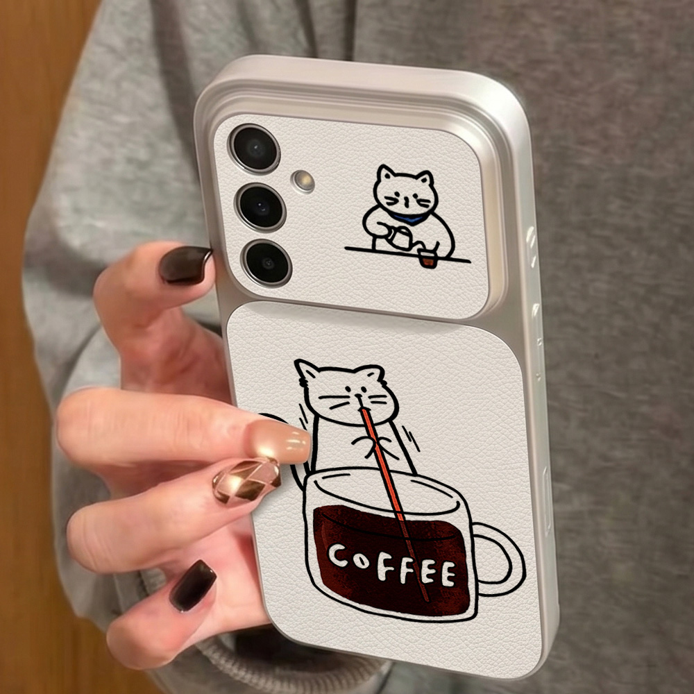 コーヒーと可愛い猫柄のスマホケース Samsung S26  - Phone Cases A14 Samsung のレビューと価格