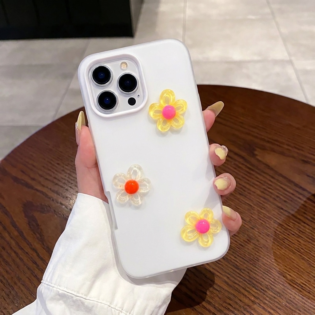 ホワイト3D DIYカラフルフラワーランヤード付きスマホケー - Phone Cases Diy のレビューと価格