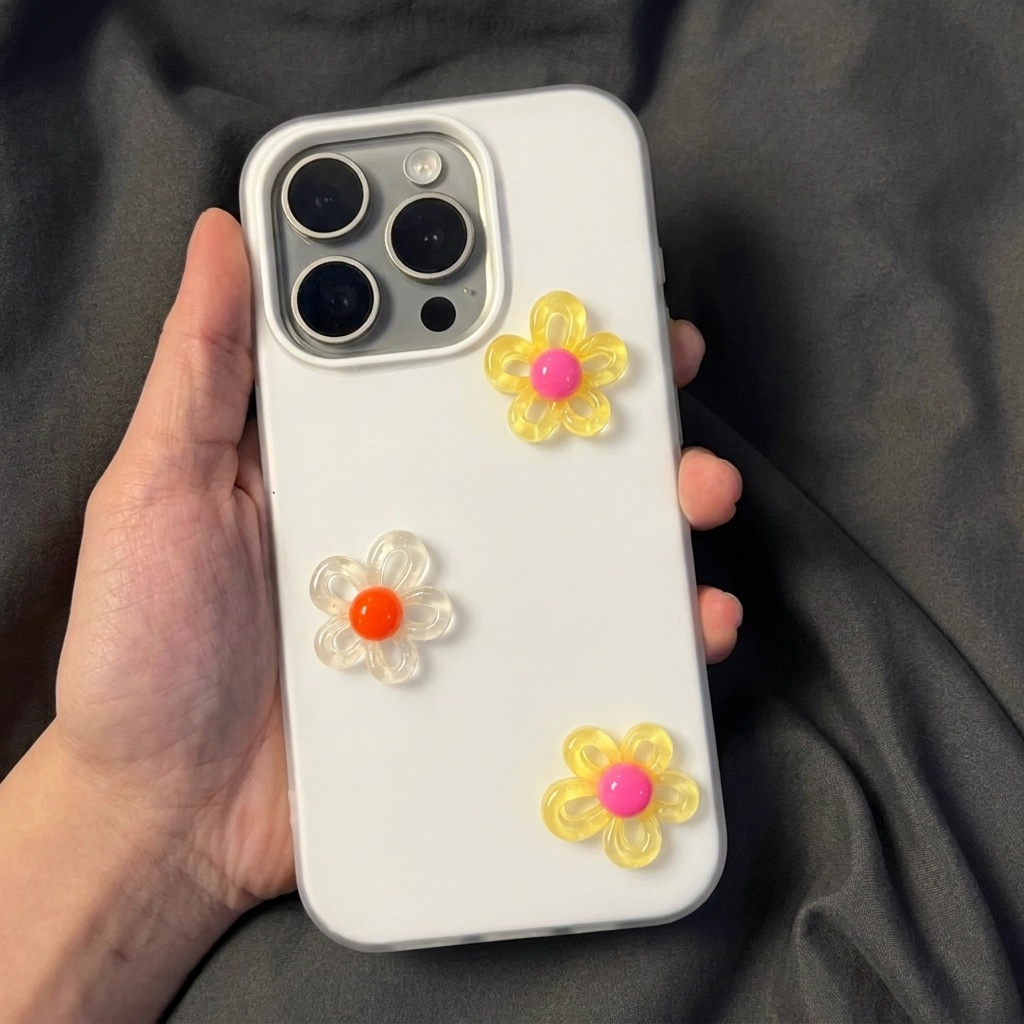 ホワイト3D DIYカラフルフラワーランヤード付きスマホケー - Phone Cases Diy のレビューと価格