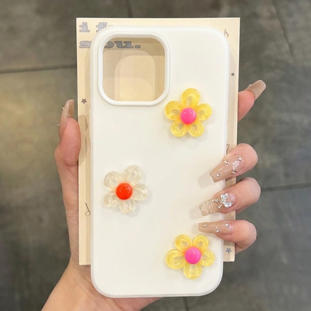 ホワイト3D DIYカラフルフラワーランヤード付きスマホケー - Phone Cases Diy のレビューと価格