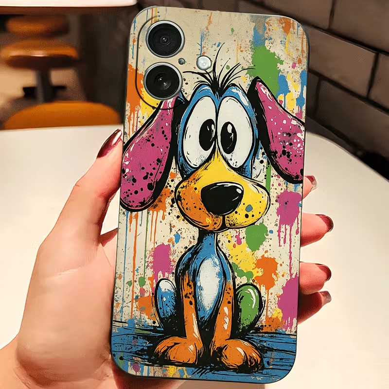 落書きカラーの子犬柄TPUスマホケース iPhone 17  - Phone Cases Like Loopy のレビューと価格