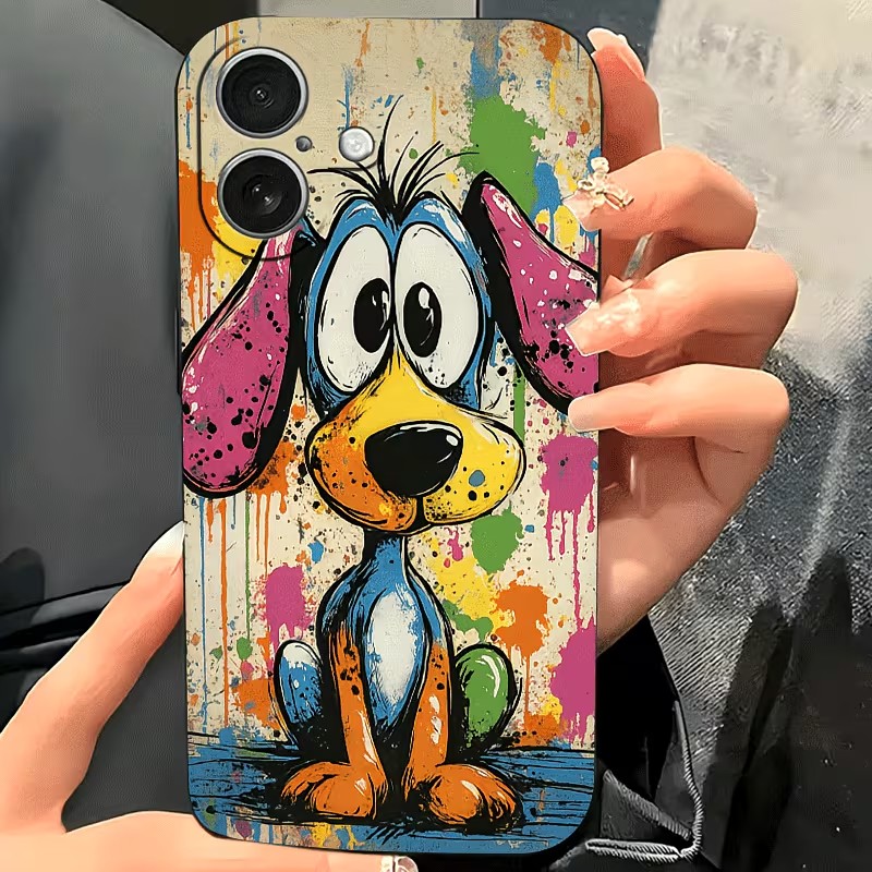 落書きカラーの子犬柄TPUスマホケース iPhone 17  - Phone Cases Like Loopy のレビューと価格